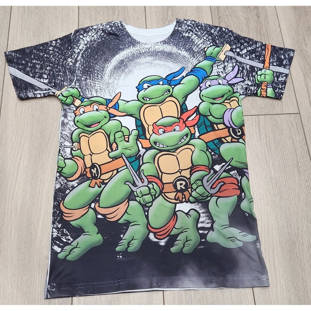 Teenage Mutant Ninja‎ Turtles Graphic Shirt TMNT All Over Print Adult Size S